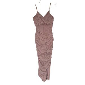 Revolve Elliat Womens Mauve Ruched Midi Dress Wedding Guest Bridesmaid Size M